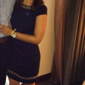 Classic Lilly Pulitzer Navy and Gold Mini Dress